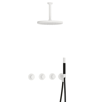 Hotbath Cobber IBS70 Regendoucheset - inbouw - 15cm plafondarm - 30cm ronde hoofddouche - staafhanddouche - mat wit
