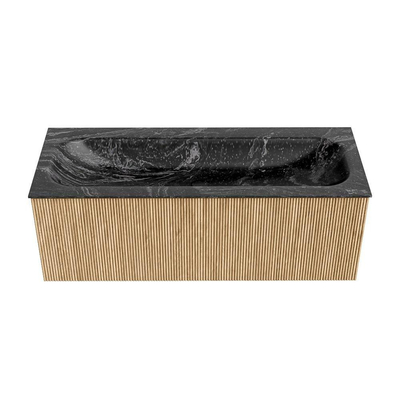 MONDIAZ KURVE-DLUX 120cm Meuble salle de bain - couleur Oak - 1 tiroir - vasque BIG LARGE centre - 2 trous de robinet - couleur Lava