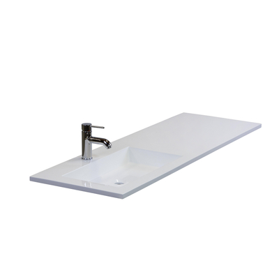 HR Badmeubelen Thin lavabo pierre de synthèse 140,5x2x45,5cm cuve GA blanche mate 1trou de robinet