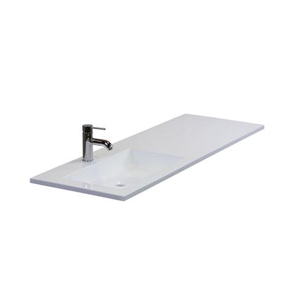 HR badmeubelen thin lavabo pierre artificielle 140.5x2x45.5cm bac li blanc brillant 1kg