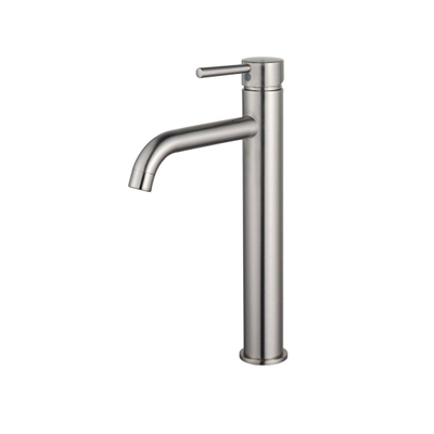 FortiFura Calvi Kit mitigeur lavabo - robinet rehaussé - bonde clic clac - siphon design - PVD Inox brossé
