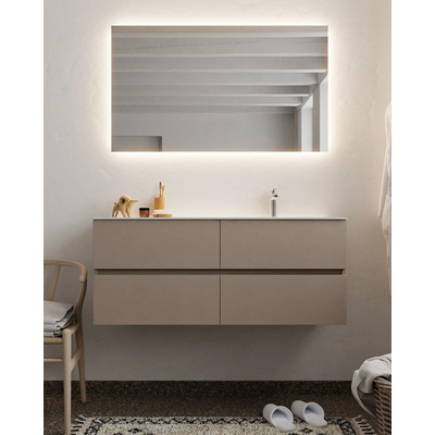 Mondiaz VICA ensemble de meuble de salle de bain - 120cm - meuble sous-vasque fumée - 4 tiroirs - lavabo nuage droite - 1 trou de robinet - version XL 60cm haut