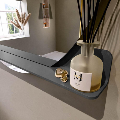 Mondiaz SPOT spiegel – Ø120 cm – met planchet – Dark grey (grijs)