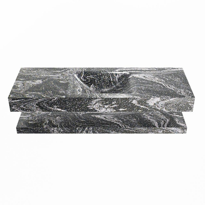 MONDIAZ ALAN - DLUX Badkamermeubelset - 130cm - planchet - Lava - vrijhangende wastafel - wasbak midden - 0 kraangaten - Lava