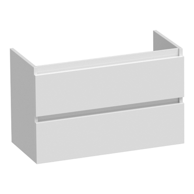 BRAUER Joy meuble sous-lavabo peu profond - 80x39x50cm - 2 tiroirs à fermeture en douceur - sans poignée - 1 découpe pour siphon - blanc brillant