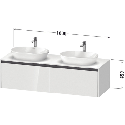 Duravit ketho 2 meuble sous lavabo avec plaque console avec 2 tiroirs pour lavabo à droite 160x55x45.9cm avec poignées anthracite basalte mate