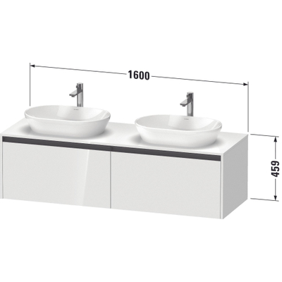Duravit Ketho 2 meuble sous-lavabo compris plan console avec 2 tiroirs pour vasque à droite 160x55x45.9cm avec poignées chêne anthracite noir mat