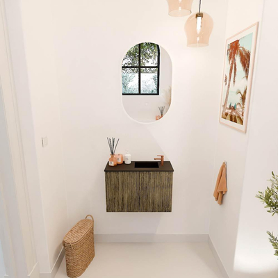 Mondiaz JOYA 60cm toiletmeubel - kleur Dusk - Wastafel FAYE positie Rechts 1 kraangat kleur Urban.