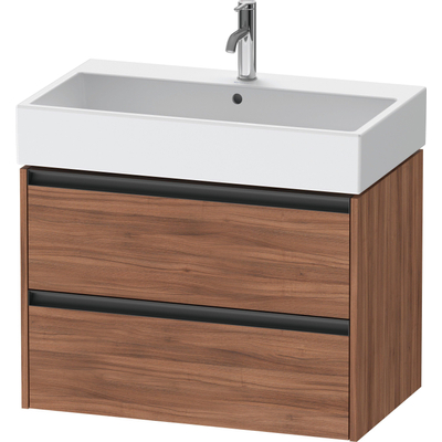 Duravit Ketho 2 meuble sous-lavabo avec 2 tiroirs 78.4x46x54.9cm avec poignées noyer anthracite mat