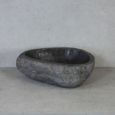 HR Badmeubelen Basalt Rock waskom - 40-45cm - opbouw - 1 stuk - natuursteen basalt showroommodel