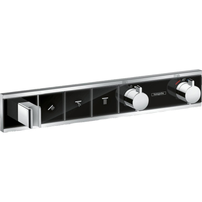 Hansgrohe Rainselect Afbouwdeel - voor inbouw douchekraan - thermostatisch - voor 3 functies - met handdouchehouder - 52.7x90cm zwart/chroom - thermostaat - zwart