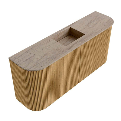 Mondiaz JOYA-DLUX Meuble de toilette 93,2 cm - arrondi gauche et droite couleur Chêne - Vasque FAYE position Milieu Sans trou de robinet couleur Saba