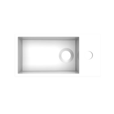 Arcqua Flair fontein - 36x18x9cm - cast marble - 1 kraangat - rechts - glans wit