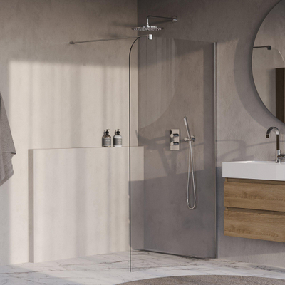 BRAUER Orion Paroi de douche à l'italienne - 120x200cm - verre clair - revêtement en verre - Chrome brillant