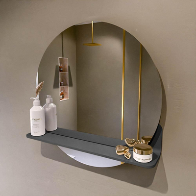 Mondiaz SPOT Badkamerspiegel - rond 60cm - spiegelplanchet - kleur Dark Grey