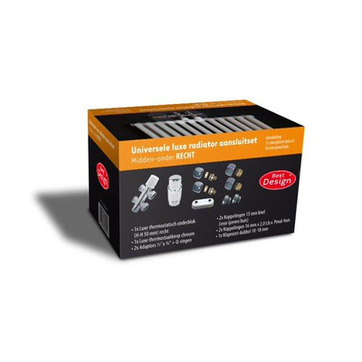 Best Design Class universele radiator aansluitset midden onder recht chroom SHOWROOMMODEL