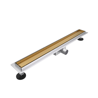 FugaFlow Eccelente Anta douchegoot - 140cm - tegelrooster - vloerflens - Geborsteld Messing PVD (Goud)