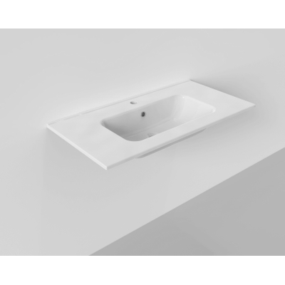 Arcqua Pakaru lavabo 91x46cm avec trop-plein 1 trou de robinet 1 vasque céramique brillant blanc