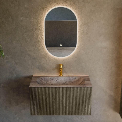 MONDIAZ KURVE-DLUX 80cm badmeubel kleur Shadow met 1 lade en 0 deuren. Wastafel BIG SMALL Midden 1 kraangat Oza.
