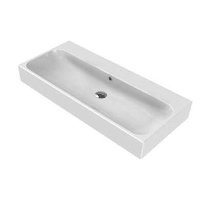 Sanicare q17 lavabo 101x46.5cm 0 robinetterie avec trop-plein rectangle céramique blanc