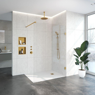 BRAUER Void inloopdouche helder glas 140x200 incl. glascoating PVD goud geborsteld
