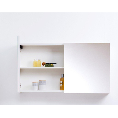 Nemo Go Ensemble de meuble - 60x65x45.5cm - 2 tiroirs - sans poignée - 2 vasque Blanc brillant - 2 trous de robinet - avec armoire toilette - MDF standard white