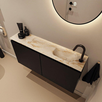 MONDIAZ TURE-DLUX Meuble toilette - 100cm - Urban - EDEN - vasque Frappe - position droite - 1 trou de robinet