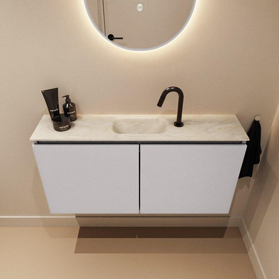 MONDIAZ TURE-DLUX Meuble toilette - 100cm - Cale - EDEN - vasque Ostra - position centrale - 1 trou de robinet