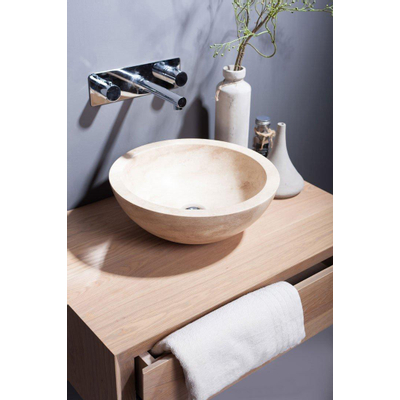Forzalaqua Roma vasque 40x40x15cm Ronde Pierre naturelle Travertin adouci