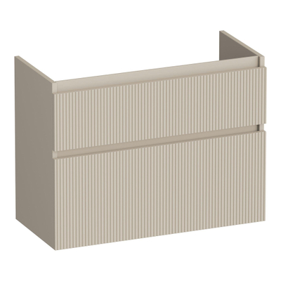 BRAUER Delight Wavy meuble sous-lavabo peu profond 80 2 tiroirs softclose - sans poignées - 1 découpe pour siphon - beige mat