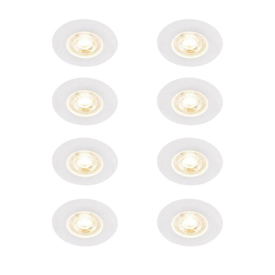 QAZQA Ulo Inbouwspot - set van 8 - 8.2x8.2cm - incl. LED - 3 staps dimbaar - IP65 - rond - mat wit