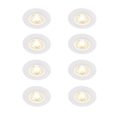 QAZQA Ulo Spot encastré - set de 8 - 8,2x8,2cm - LED incl. - 3 niveaux de gradation - IP44 - rond - blanc mat