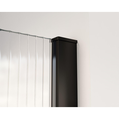 Fortifura Galeria Douche à l'italienne - 30x200cm - verre nervuré - Noir mat