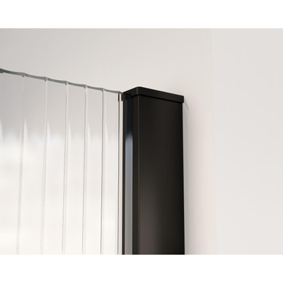 FortiFura Galeria inloopdouche - 100x200cm - ribbelglas - wandarm - mat zwart