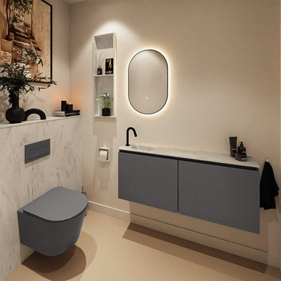 MONDIAZ TURE-DLUX meuble de toilettes 120cm Dark Grey. EDEN lavabo Opalo position gauche. Avec 1 trou de robinet.