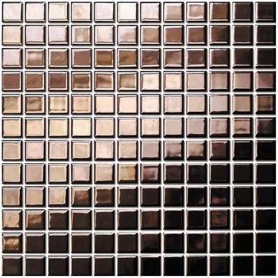The Mosaic Factory Barcelona mozaiektegel 2,3x2,3x0,6cm vierkant geglazuurd porselein wand voor binnen en buiten vorstbestendig rose goud metallic per stuk