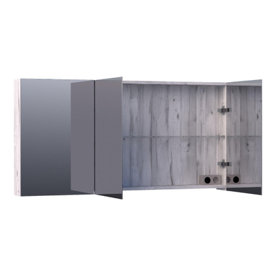 BRAUER Plain Spiegelkast - 140x70x15cm - 3 links- en rechtsdraaiende spiegeldeuren MFC - Birch