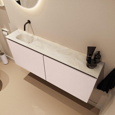 MONDIAZ TURE-DLUX 120cm meuble WC Rosee. EDEN lavabo Ostra position gauche. Sans trou de robinet.