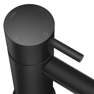 Hotbath Cobber lage wastafelmengkraan met gebogen uitloop zonder waste mat zwart beschadigd OUTLETSTORE