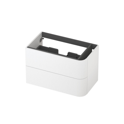 INK Concept R Wastafelonderkast - 80x45x52cm - 2 lades - opliggende grepen - gefreesd - afgeronde hoek rechts - MDF lak - mat wit