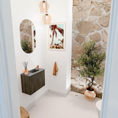 Mondiaz JOYA-DLUX 50cm toiletmeubel - kleur Shadow - Wastafel FAYE positie Rechts 1 kraangat kleur Sombra.