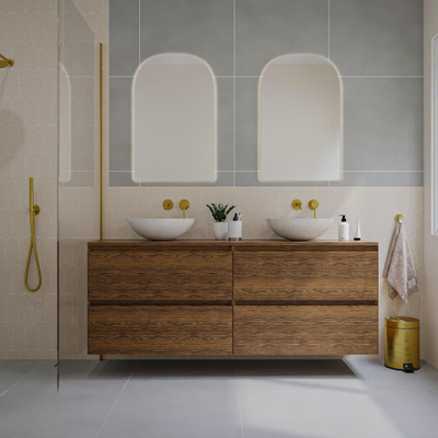 Saniclass Holz Pure Meuble sous lavabo de salle de bains - 160x45x60cm - 4 tiroirs - Walnut pure