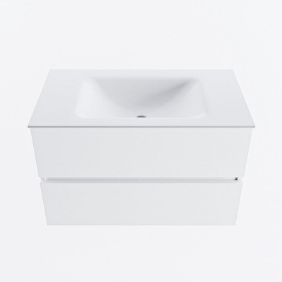 MONDIAZ VICA Meuble de salle de bains 80cm sous-meuble Talc 2 tiroirs. Lavabo CLOUD central 1 trou de robinet, couleur Talc.