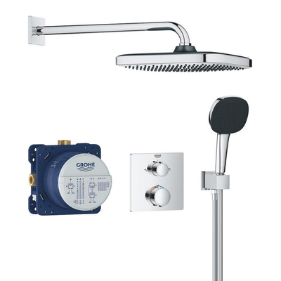 GROHE QuickFix Precision Thermostat Perfect Système de douche encastré - tête de douche Vitalio Comfort 250 - chrome.
