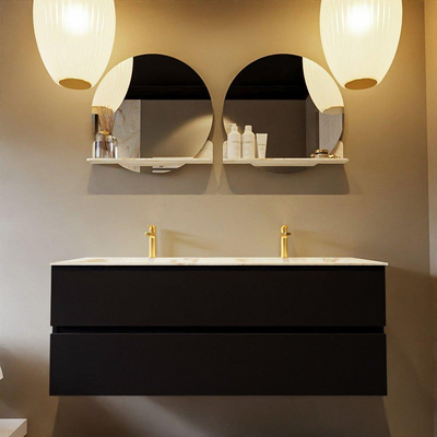 MONDIAZ VICA-DLUX Badkamermeubelset - 130cm - onderkast urban- 2 lades - inbouw wastafel cloud dubbel - 2 kraangaten - 60cm hoge versie - frape