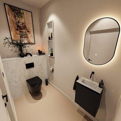 MONDIAZ TURE-DLUX 40cm toiletmeubel Urban. EDEN wastafel Opalo positie midden. Zonder kraangat.