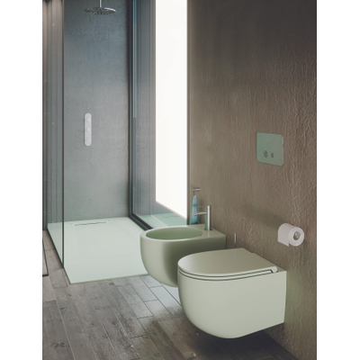 QeramiQ Élan WC suspendu – sans bride – profondeur 53 cm – avec abattant softclose – vert mat