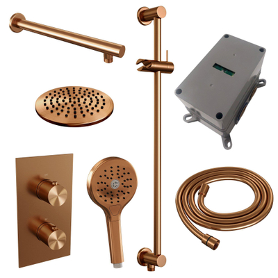 BRAUER Copper Edition inbouw regendoucheset – Ø20 cm hoofddouche – 40 cm rechte wandarm – met omstel – glijstang 70 cm