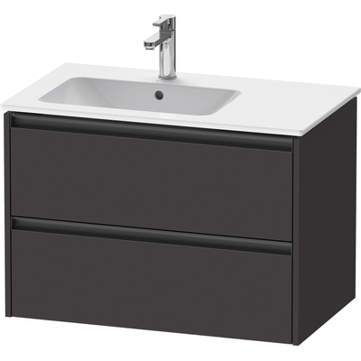 Duravit ketho meuble avec 2 tiroirs pour lavabo à gauche 81x48x54.9cm avec poignées anthracite graphite super mat