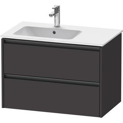 Duravit Ketho.2 Wastafelonderbouwkast - met 2 laden - voor waskom links - 81x48x54.9cm - met grepen antraciet - grafiet supermat